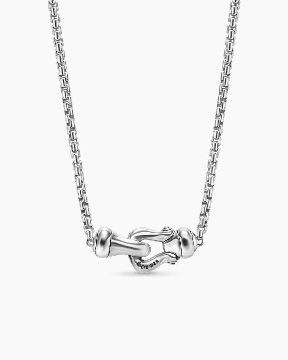 Womens Petite Buckle Necklace in Sterling Silver with Diamonds, 16.2mm