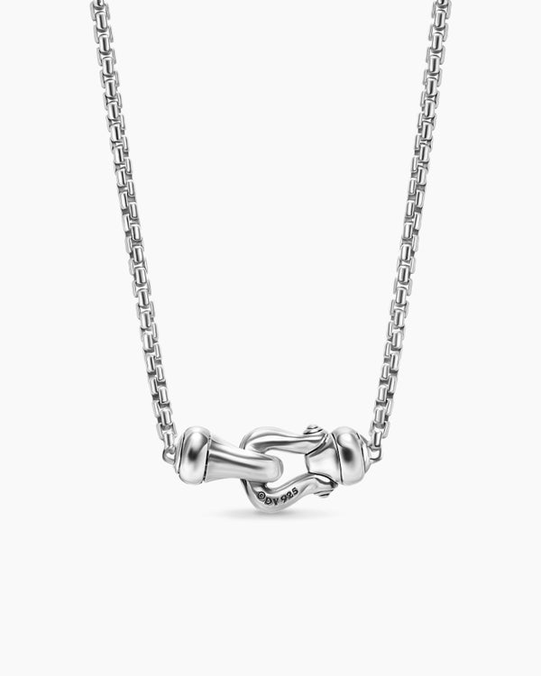 Petite Buckle Necklace in Sterling Silver with Diamonds, 16.2mm
