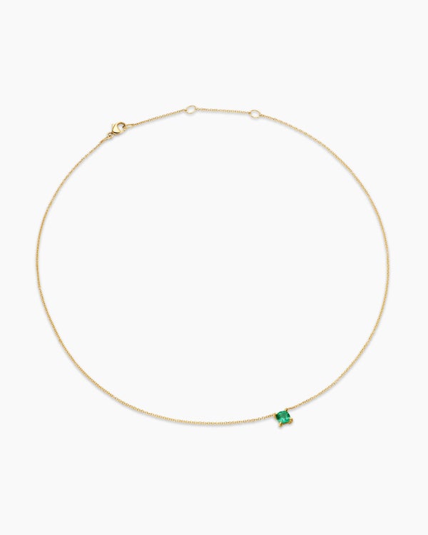 Micro Chatelaine® Pendant Necklace in 18K Yellow Gold with Emerald, 4mm