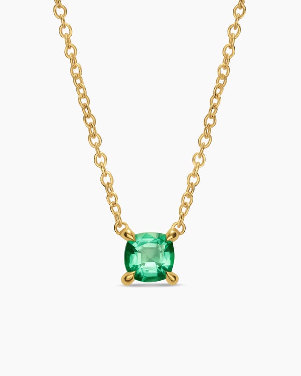 Micro Chatelaine® Pendant Necklace in 18K Yellow Gold with Emerald, 4mm