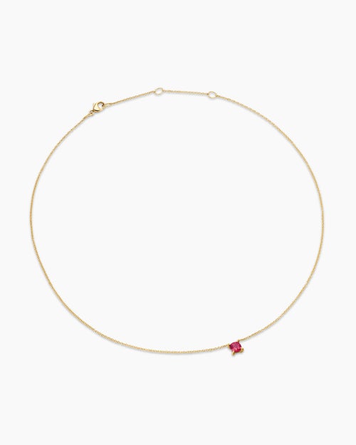 Womens Micro Chatelaine® Pendant Necklace in 18K Yellow Gold with Ruby, 4mm