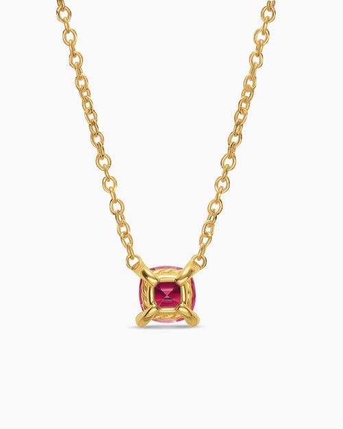 Womens Micro Chatelaine® Pendant Necklace in 18K Yellow Gold with Ruby, 4mm
