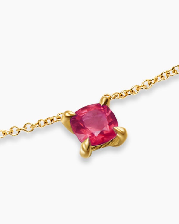Micro Chatelaine® Pendant Necklace in 18K Yellow Gold with Ruby, 4mm