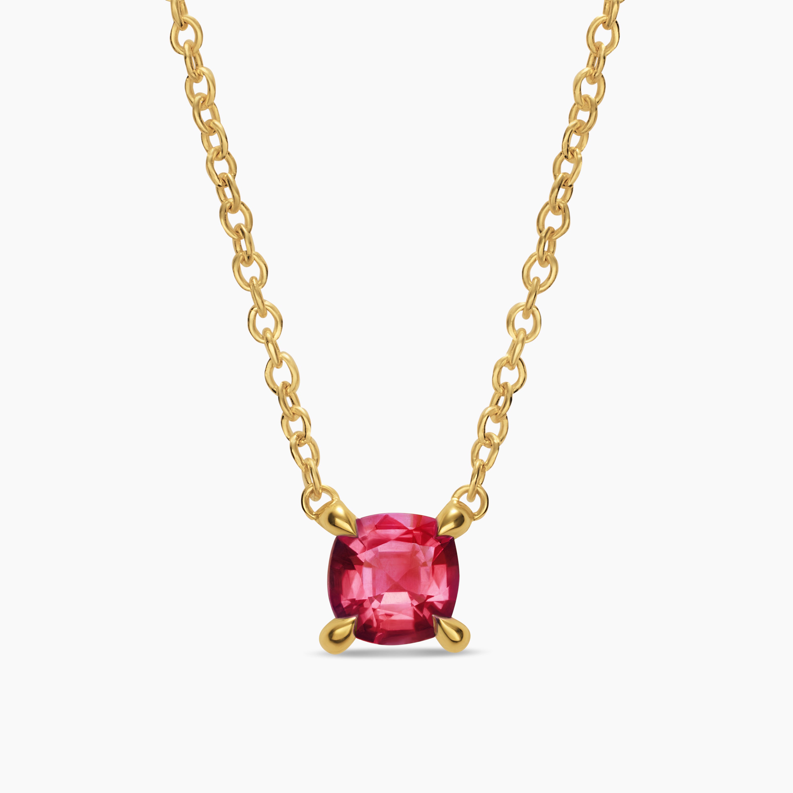 Womens Micro Chatelaine&reg; Pendant Necklace in 18K Yellow Gold with Ruby, 4mm