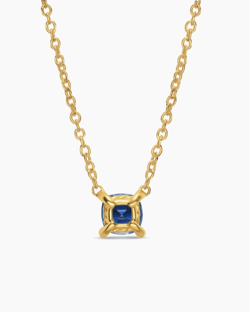Womens Micro Chatelaine® Pendant Necklace in 18K Yellow Gold with Sapphire, 4mm