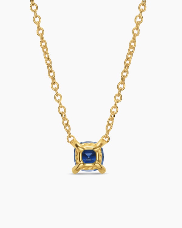 Micro Chatelaine® Pendant Necklace in 18K Yellow Gold with Sapphire, 4mm