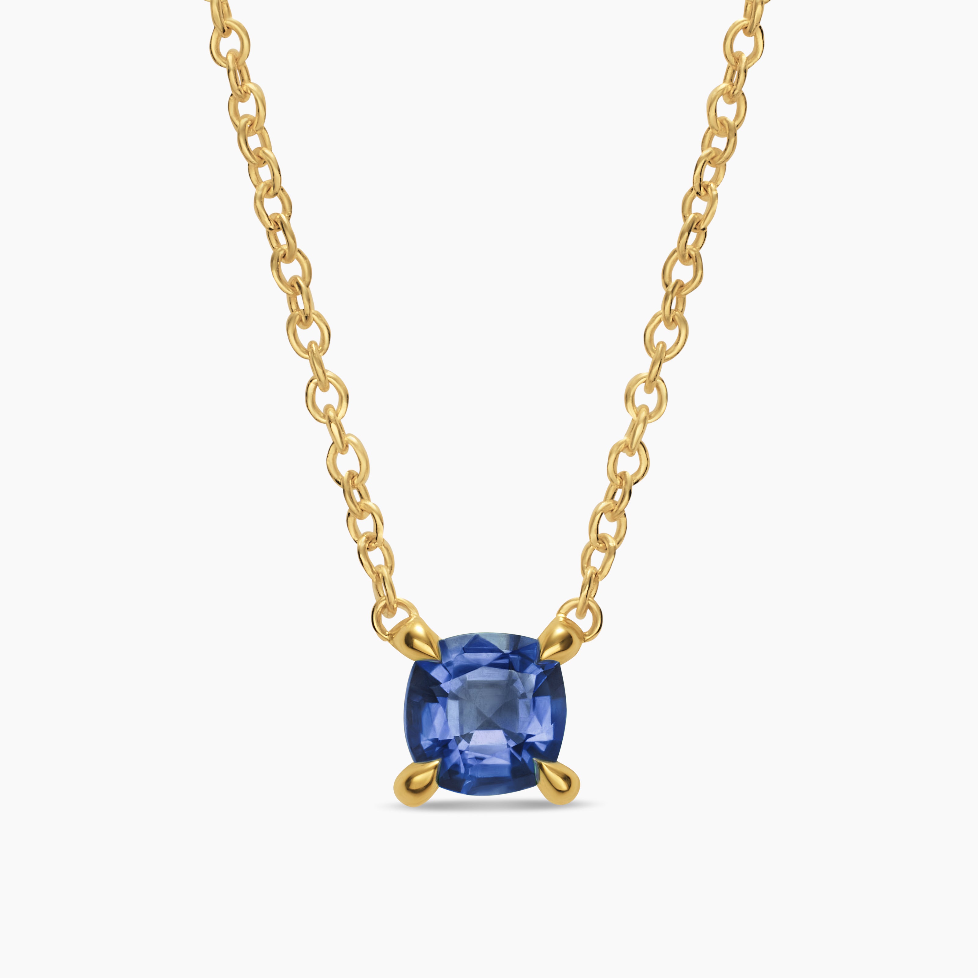 Womens Micro Chatelaine&reg; Pendant Necklace in 18K Yellow Gold with Sapphire, 4mm