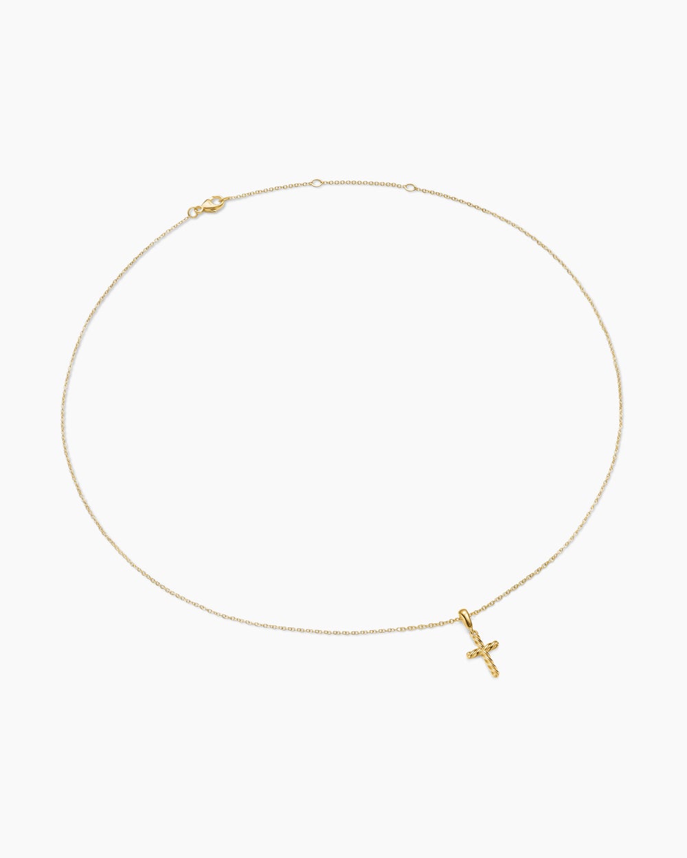 Womens Cable Cross Pendant Necklace in 18ct Yellow Gold, 17.5mm