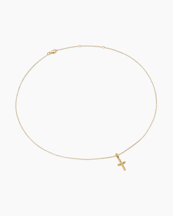 Cable Cross Pendant Necklace in 18K Yellow Gold, 17.5mm