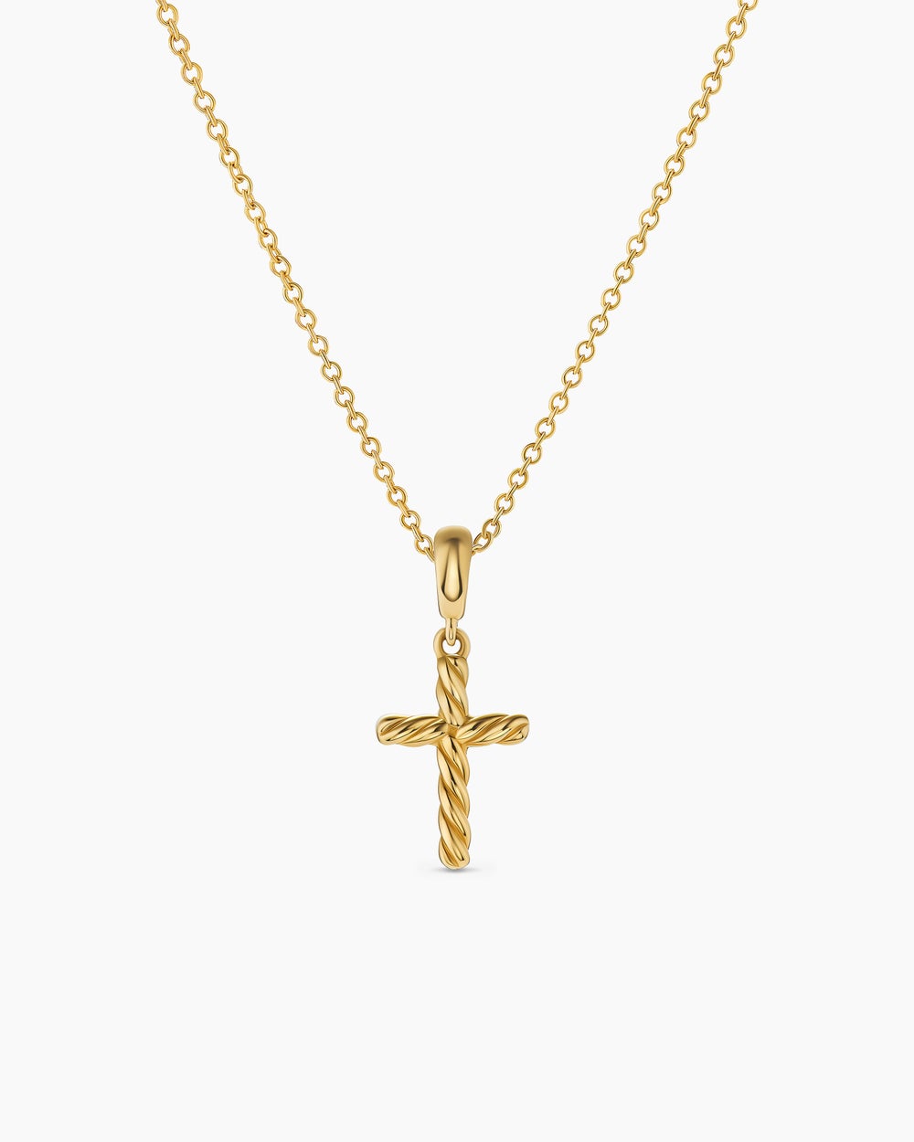 Womens Cable Cross Pendant Necklace in 18ct Yellow Gold, 17.5mm