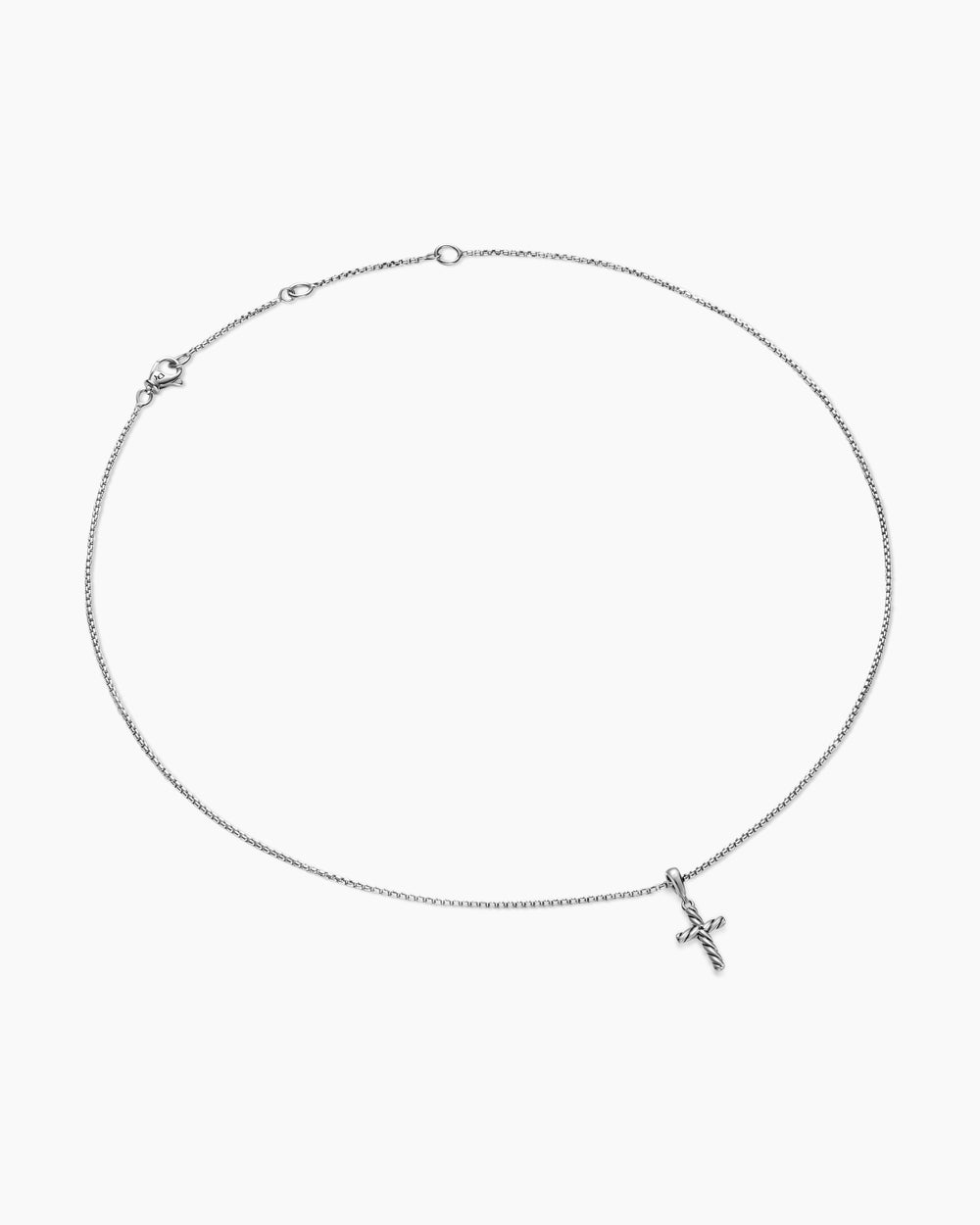 Womens Cable Cross Pendant Necklace in Sterling Silver, 17.5mm