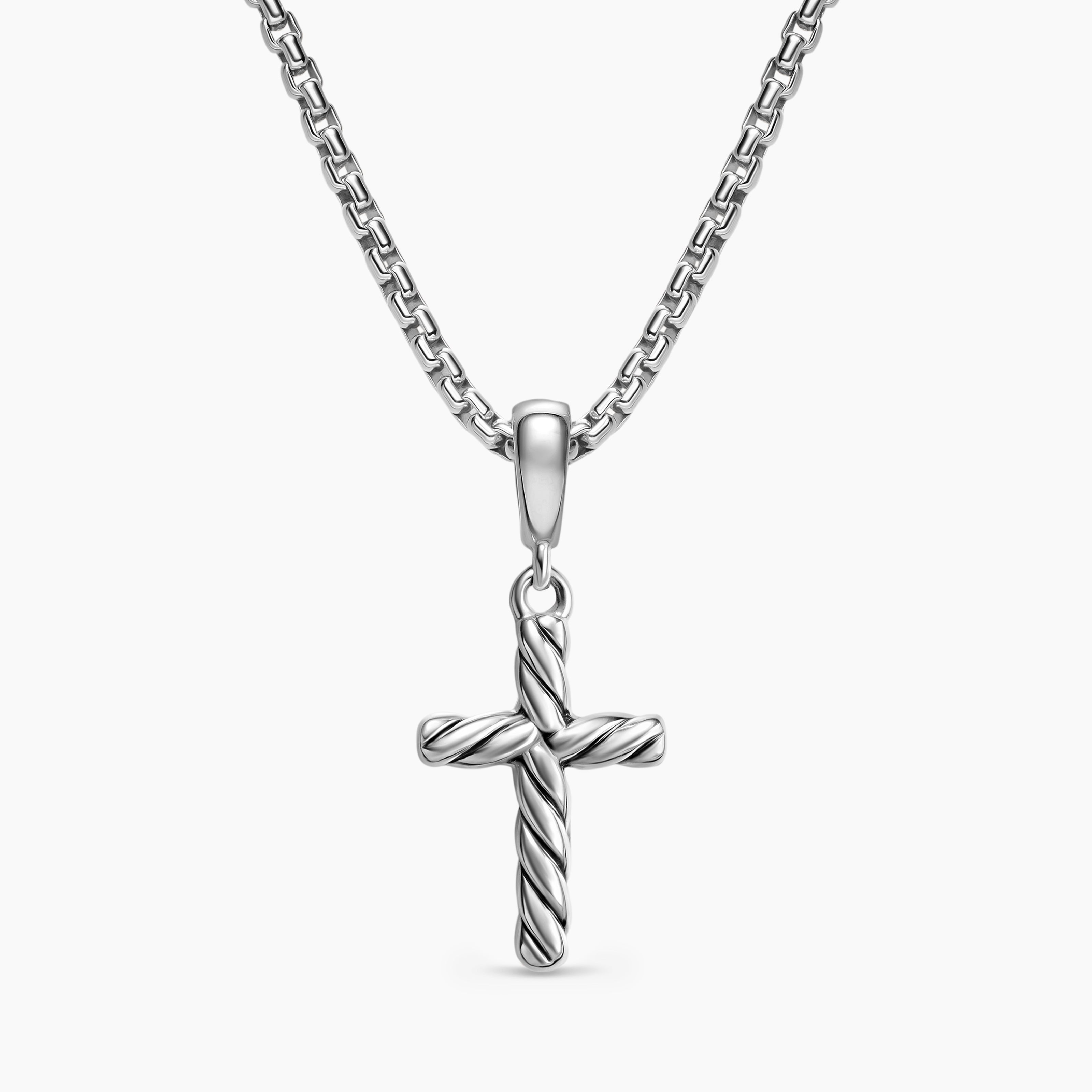 David Yurman Cable Cross Pendant Necklace in Silver