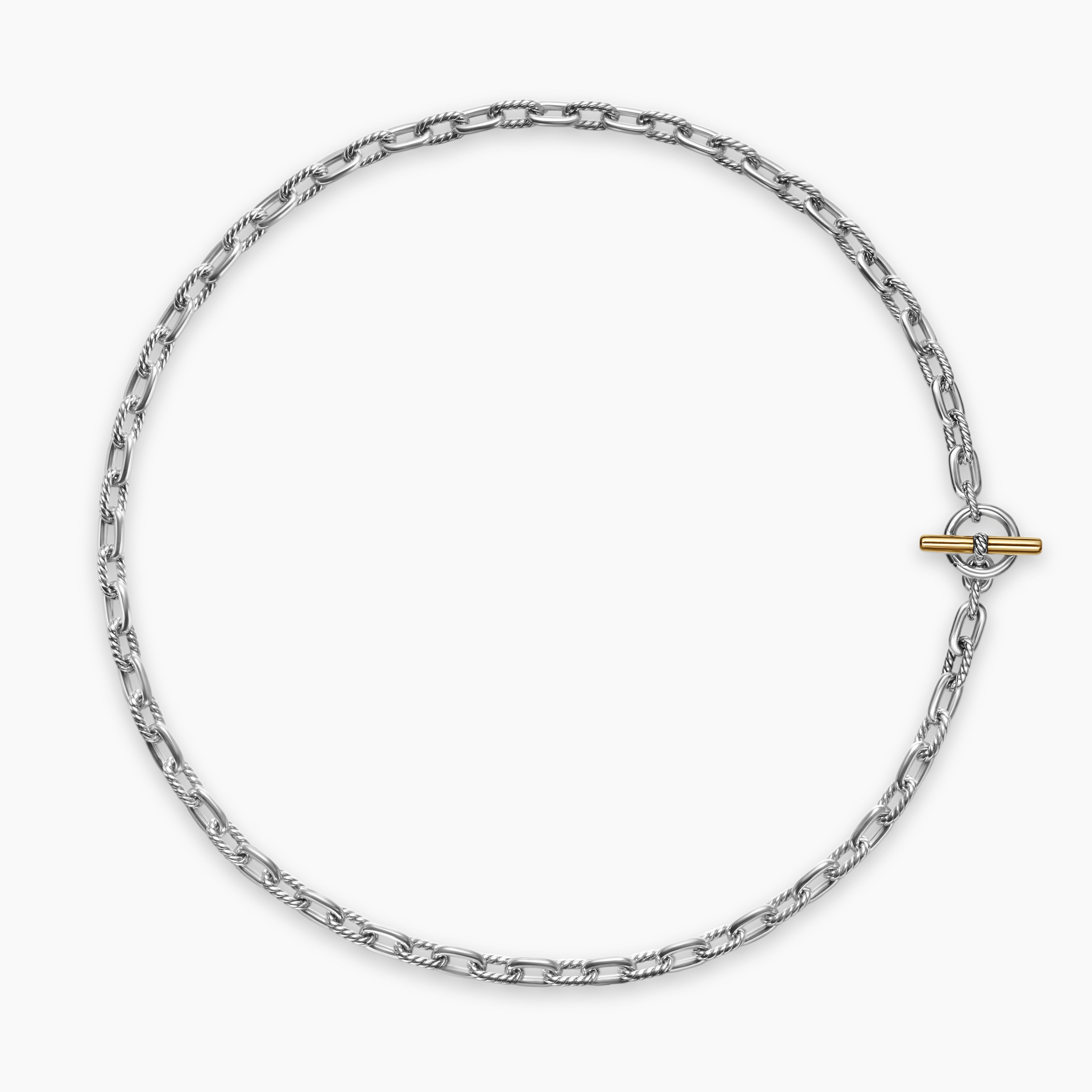 Womens DY Madison Toggle Chain Necklace in Sterling Silver and 18K Yellow Gold, 5.5mm