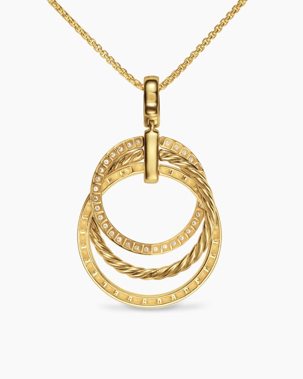 Crossover Trio Pendant Necklace in 18K Yellow Gold with Diamonds, 24mm