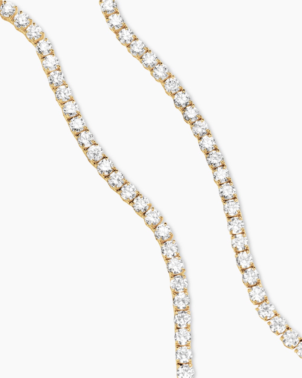 Womens Tennis Necklace in 18K Yellow Gold with Diamonds, 4mm