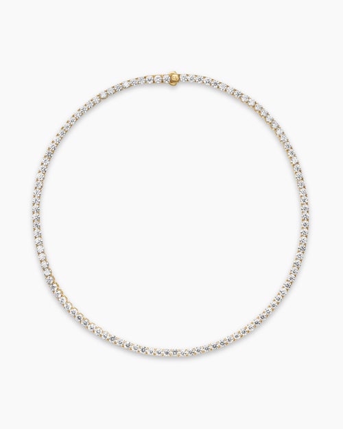 Womens Tennis Necklace in 18K Yellow Gold with Diamonds, 4mm