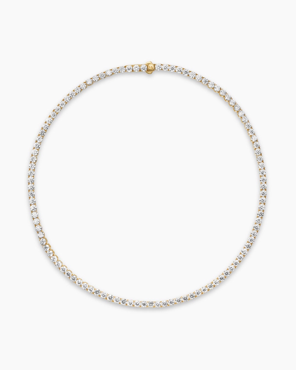 Womens Tennis Necklace in 18K Yellow Gold with Diamonds, 4mm