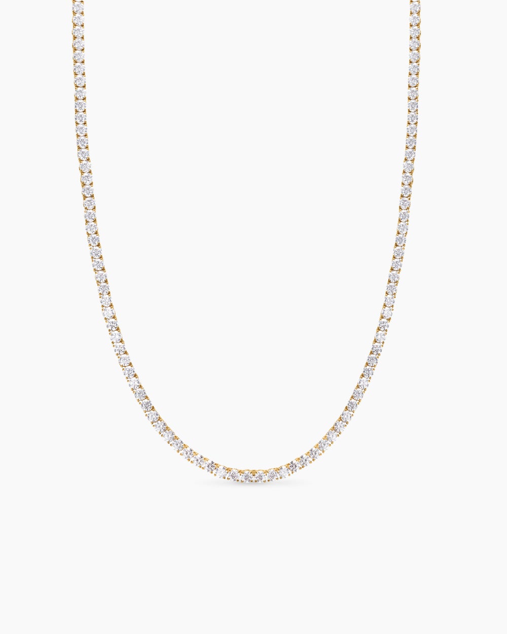Womens Tennis Necklace in 18K Yellow Gold with Diamonds, 4mm
