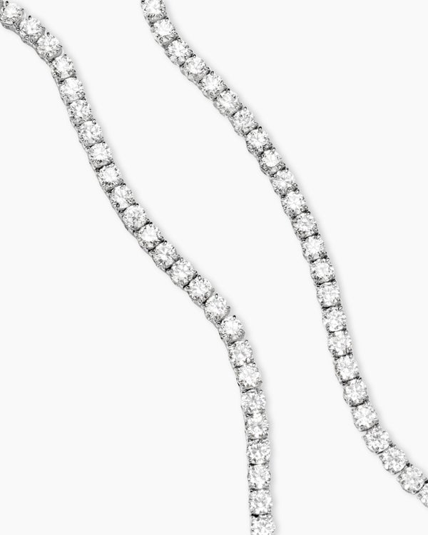 Tennis Necklace in 18K White Gold with Diamonds, 4mm