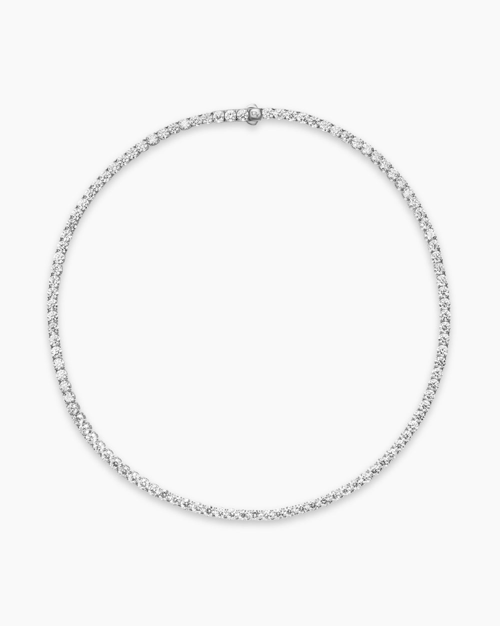 Womens Tennis Necklace in 18K White Gold with Diamonds, 4mm