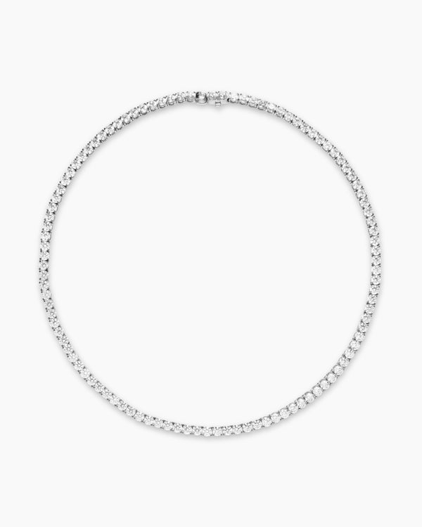 Tennis Necklace in 18K White Gold with Diamonds, 4mm