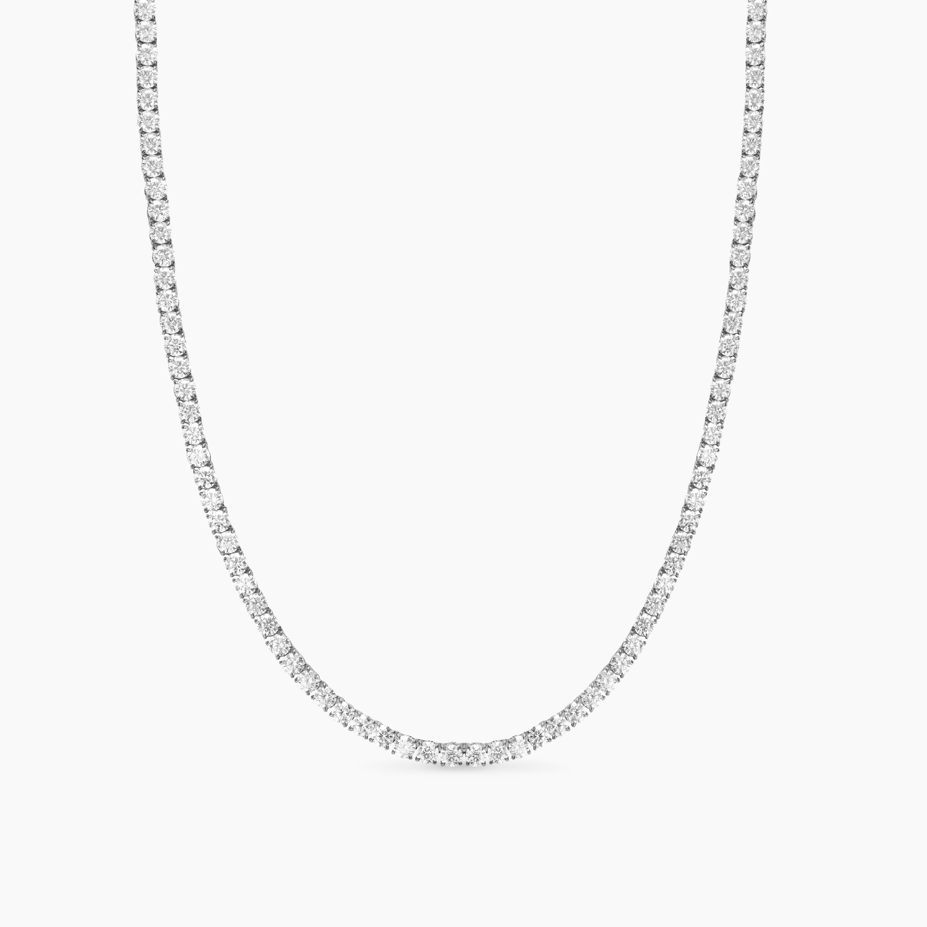 Womens Tennis Necklace in 18K White Gold with Diamonds, 4mm