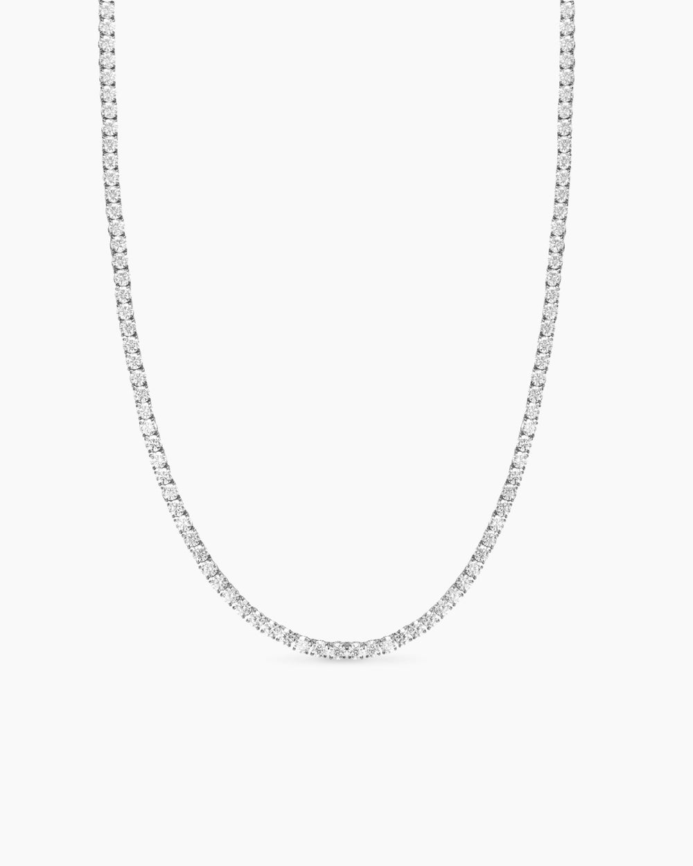 Womens Tennis Necklace in 18K White Gold with Diamonds, 4mm