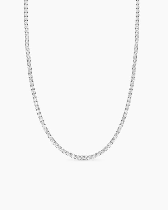 Tennis Necklace in 18K White Gold with Diamonds, 4mm