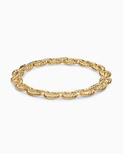 Womens Sculpted Cable Oval Link Necklace in 18K Yellow Gold, 18mm