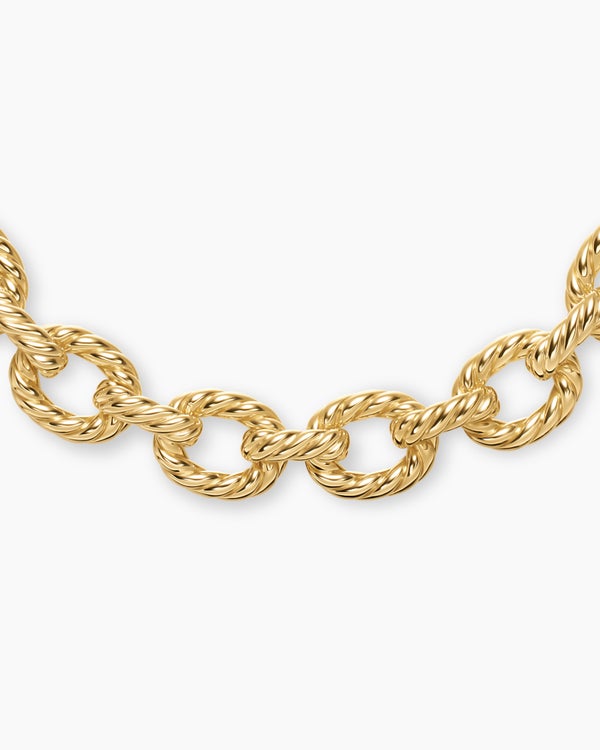 Sculpted Cable Oval Link Necklace in 18K Yellow Gold, 18mm