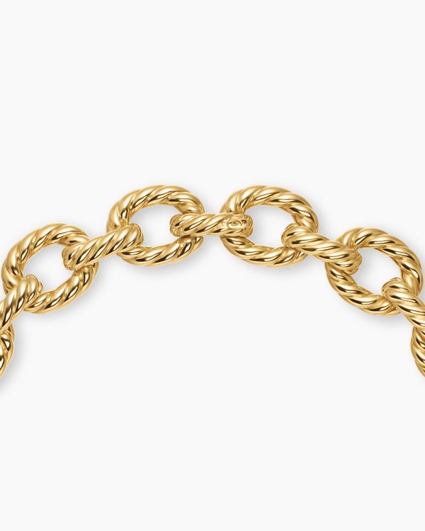 Sculpted Cable Oval Link Necklace in 18K Yellow Gold, 18mm