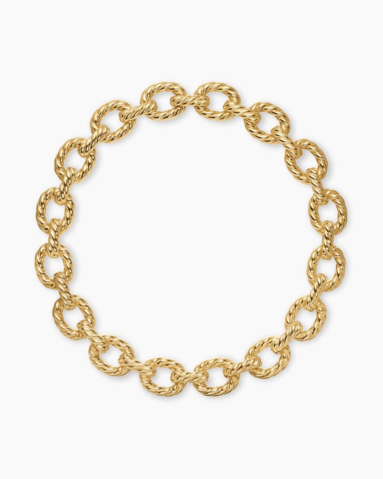 Sculpted Cable Oval Link Necklace in 18K Yellow Gold, 18mm