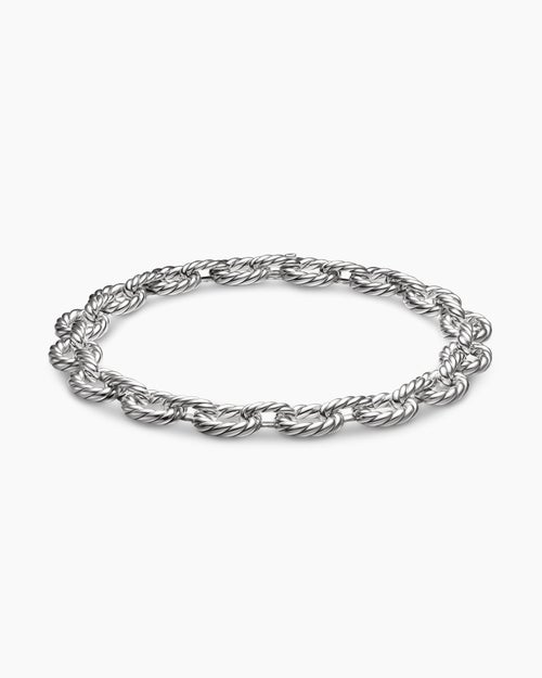 Womens Sculpted Cable Oval Link Necklace in Sterling Silver, 18mm