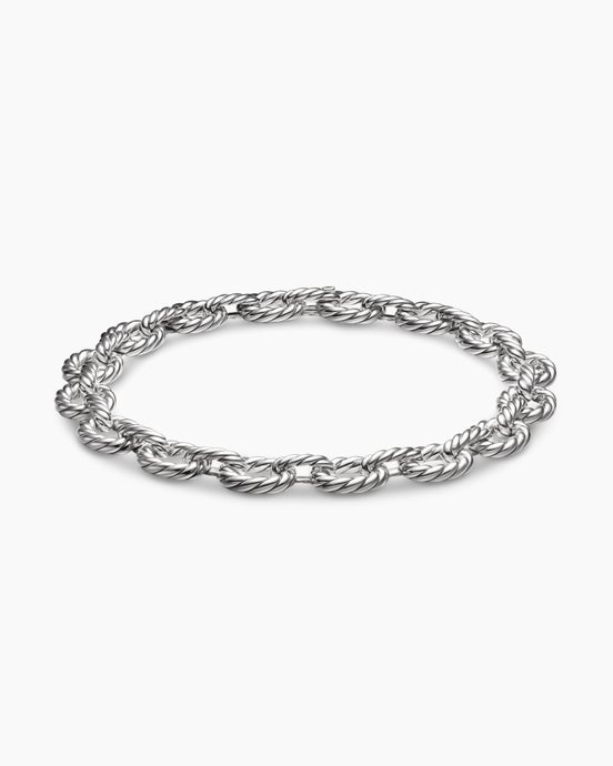 Sculpted Cable Oval Link Necklace in Sterling Silver, 18mm