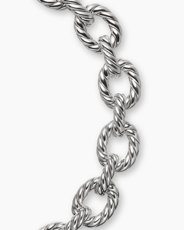 Sculpted Cable Oval Link Necklace in Sterling Silver, 18mm