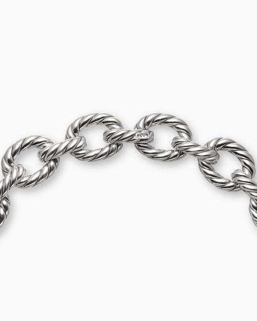 Womens Sculpted Cable Oval Link Necklace in Sterling Silver, 18mm