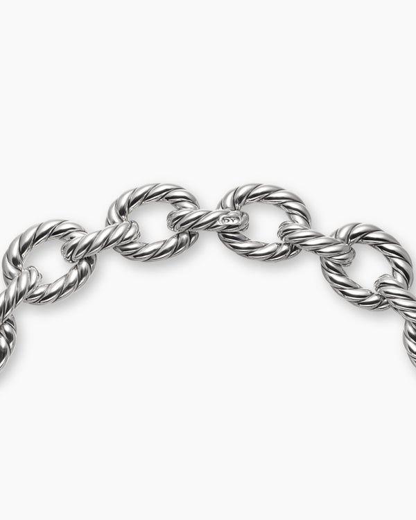 Sculpted Cable Oval Link Necklace in Sterling Silver, 18mm