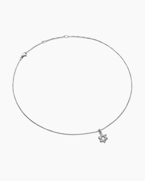 Star of David Pendant Necklace in Sterling Silver, 12.3mm