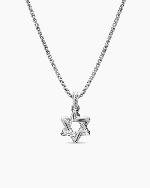 Womens Star of David Pendant Necklace in Sterling Silver, 12.3mm