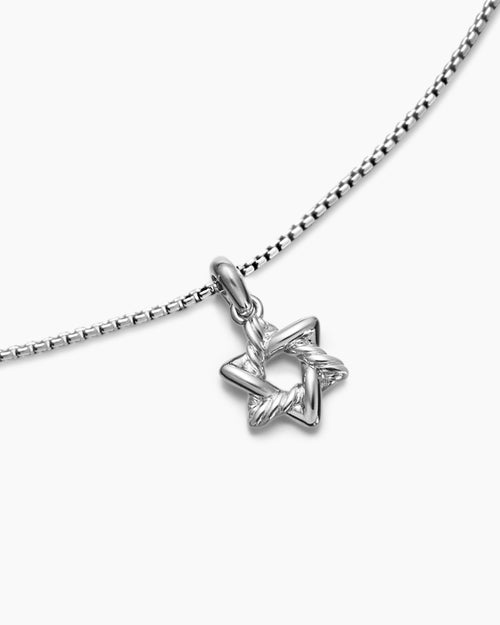 Womens Star of David Pendant Necklace in Sterling Silver, 12.3mm