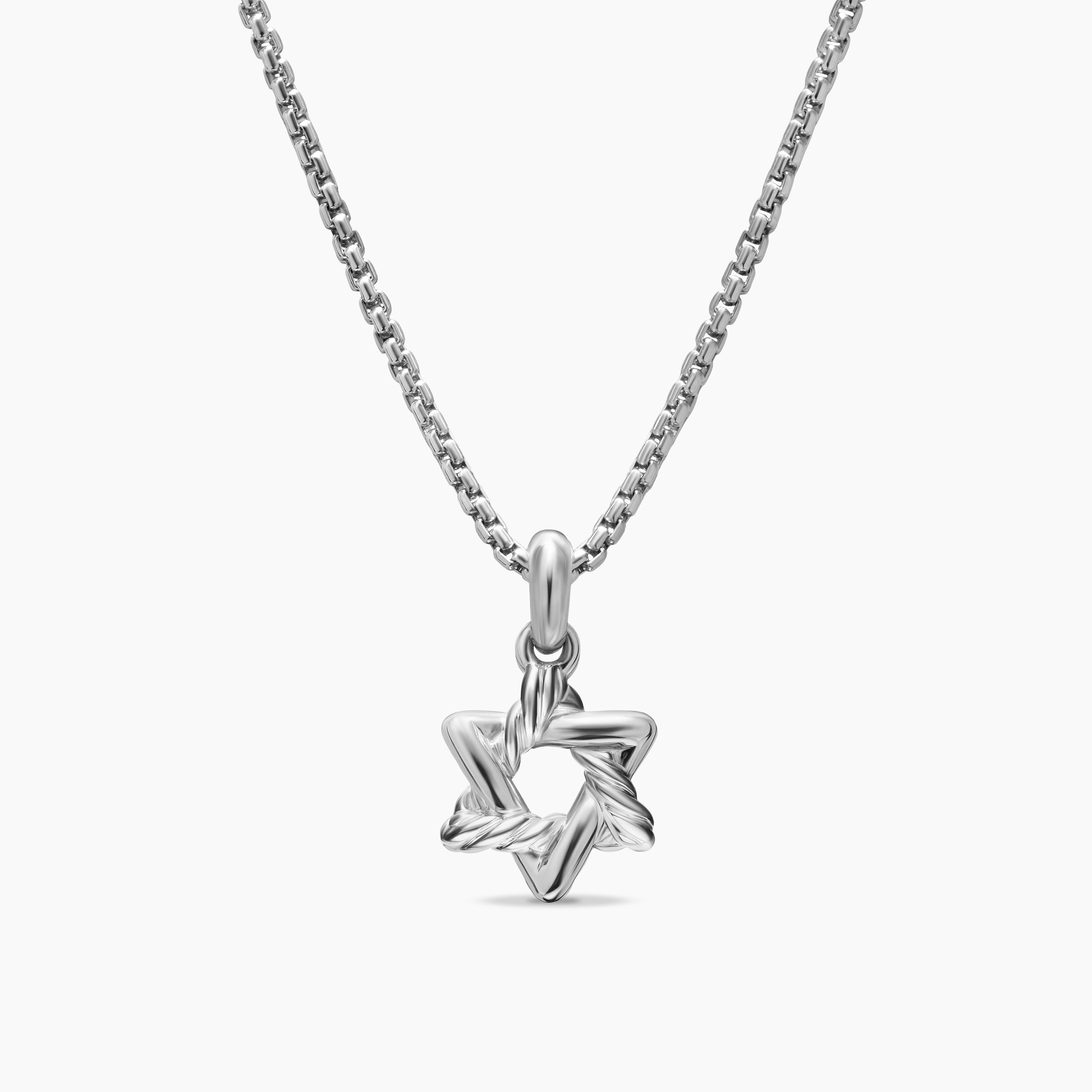 Womens Star of David Pendant Necklace in Sterling Silver, 12.3mm