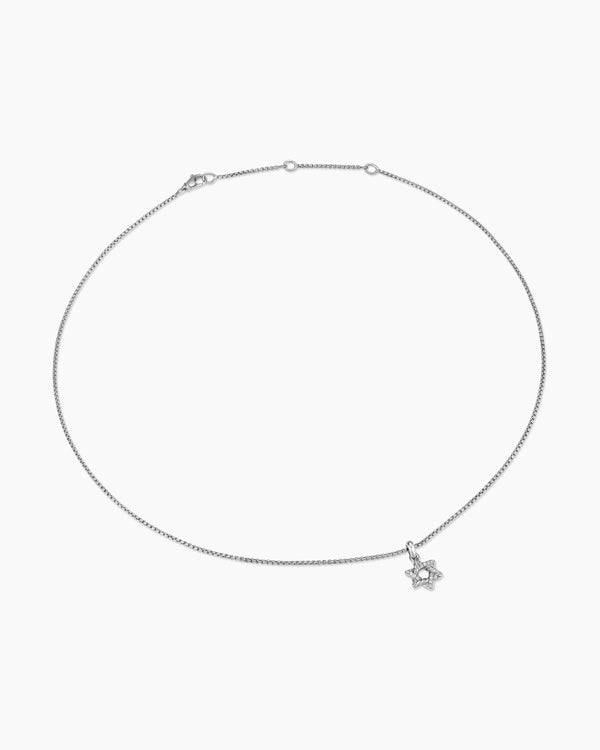 Collier avec pendentif Étoile de David en argent sterling avec diamants, 12,3 mm