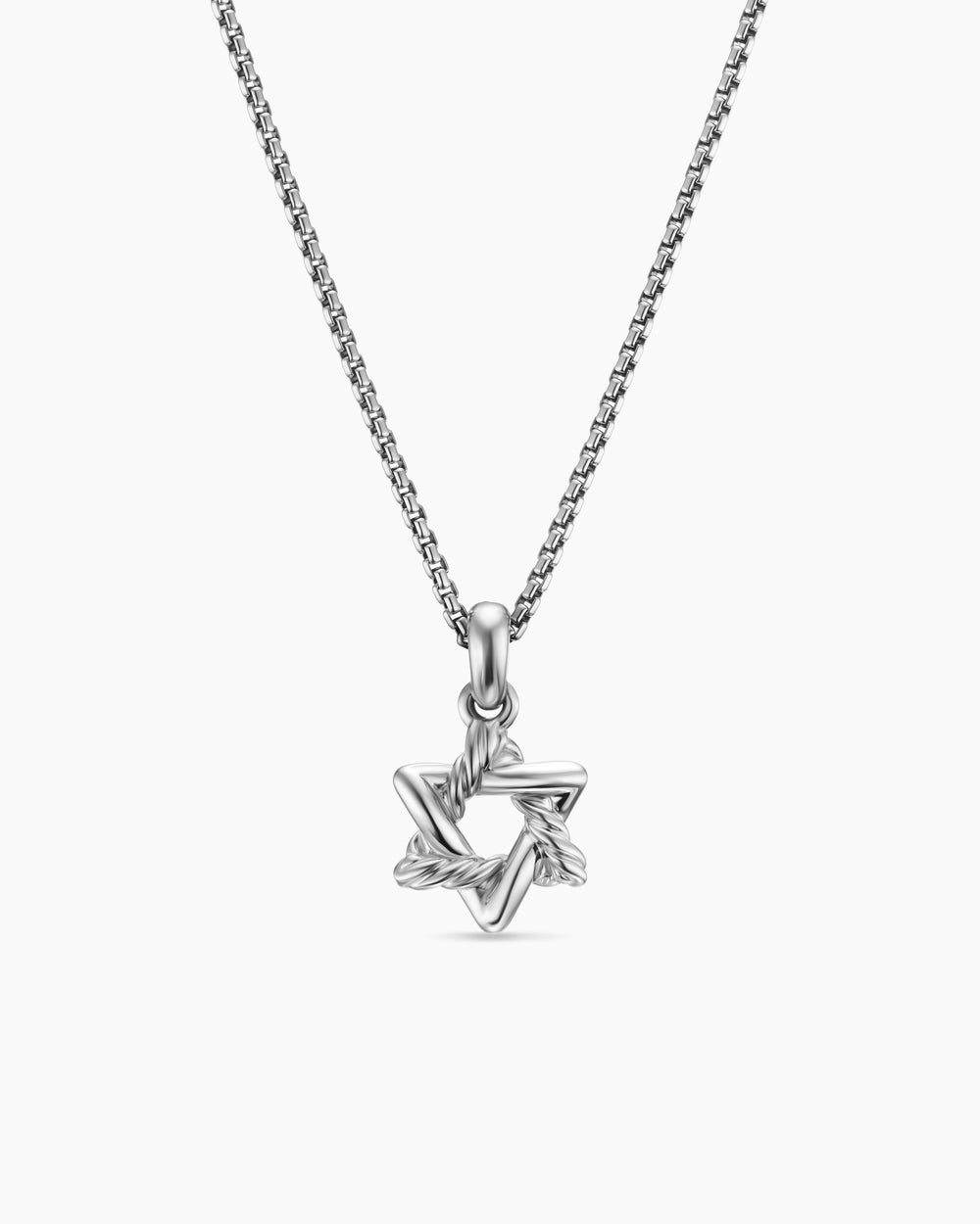 Womens Star of David Pendant Necklace in Sterling Silver with Diamonds, 12.3mm
