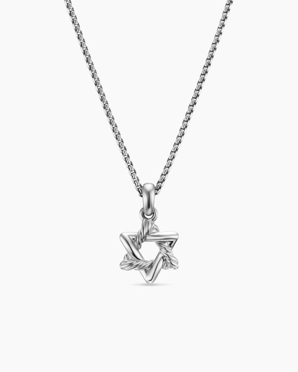 Collier avec pendentif Étoile de David en argent sterling avec diamants, 12,3 mm