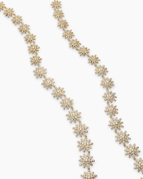 Womens Starburst Tennis Necklace in 18K Yellow Gold with Diamonds, 12.5mm