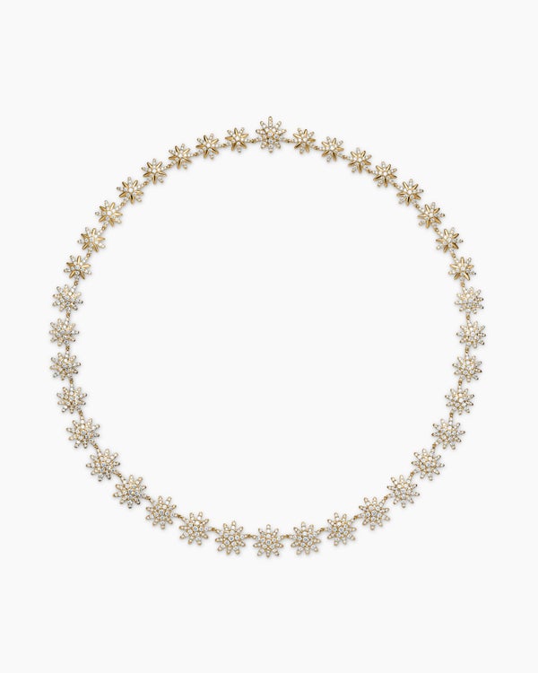 Starburst Tennis Necklace in 18K Yellow Gold with Diamonds, 12.5mm
