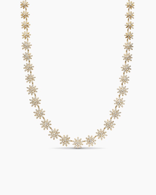 Starburst Tennis Necklace in 18K Yellow Gold with Diamonds, 12.5mm