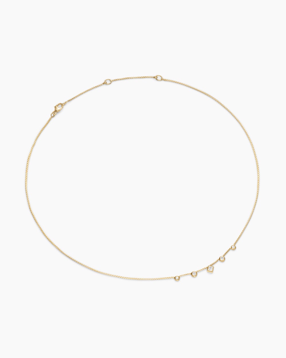 Womens Petite Modern Renaissance® Station Chain Necklace in 18K Yellow Gold with Diamonds, 3.4mm