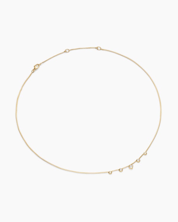 Petite Modern Renaissance® Station Chain Necklace in 18K Yellow Gold with Diamonds, 3.4mm