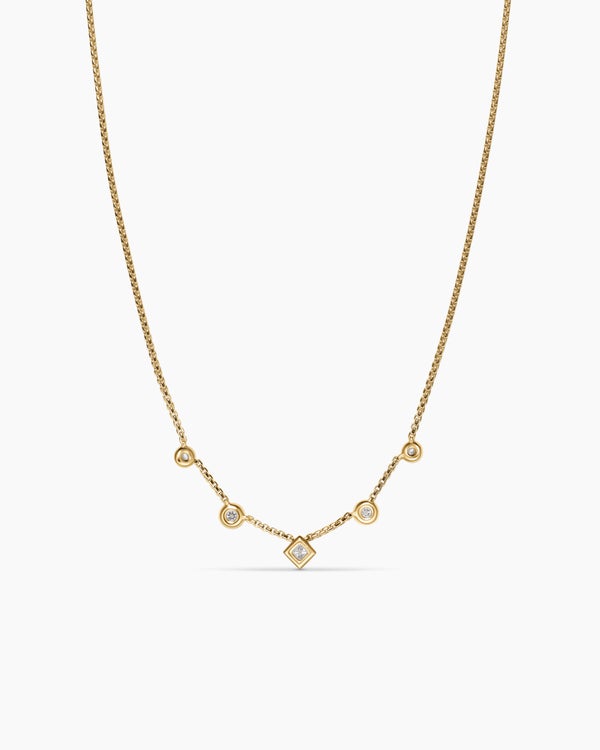 Petite Modern Renaissance® Station Chain Necklace in 18K Yellow Gold with Diamonds, 3.4mm